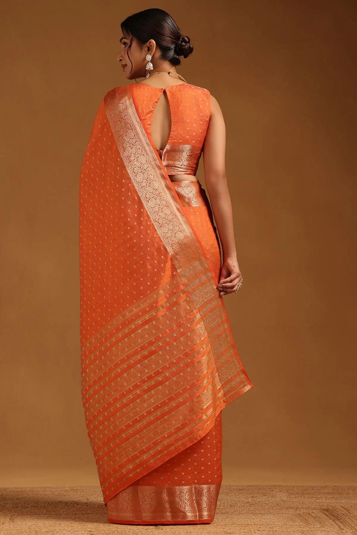 Orange Art Silk Zari Woven Saree
